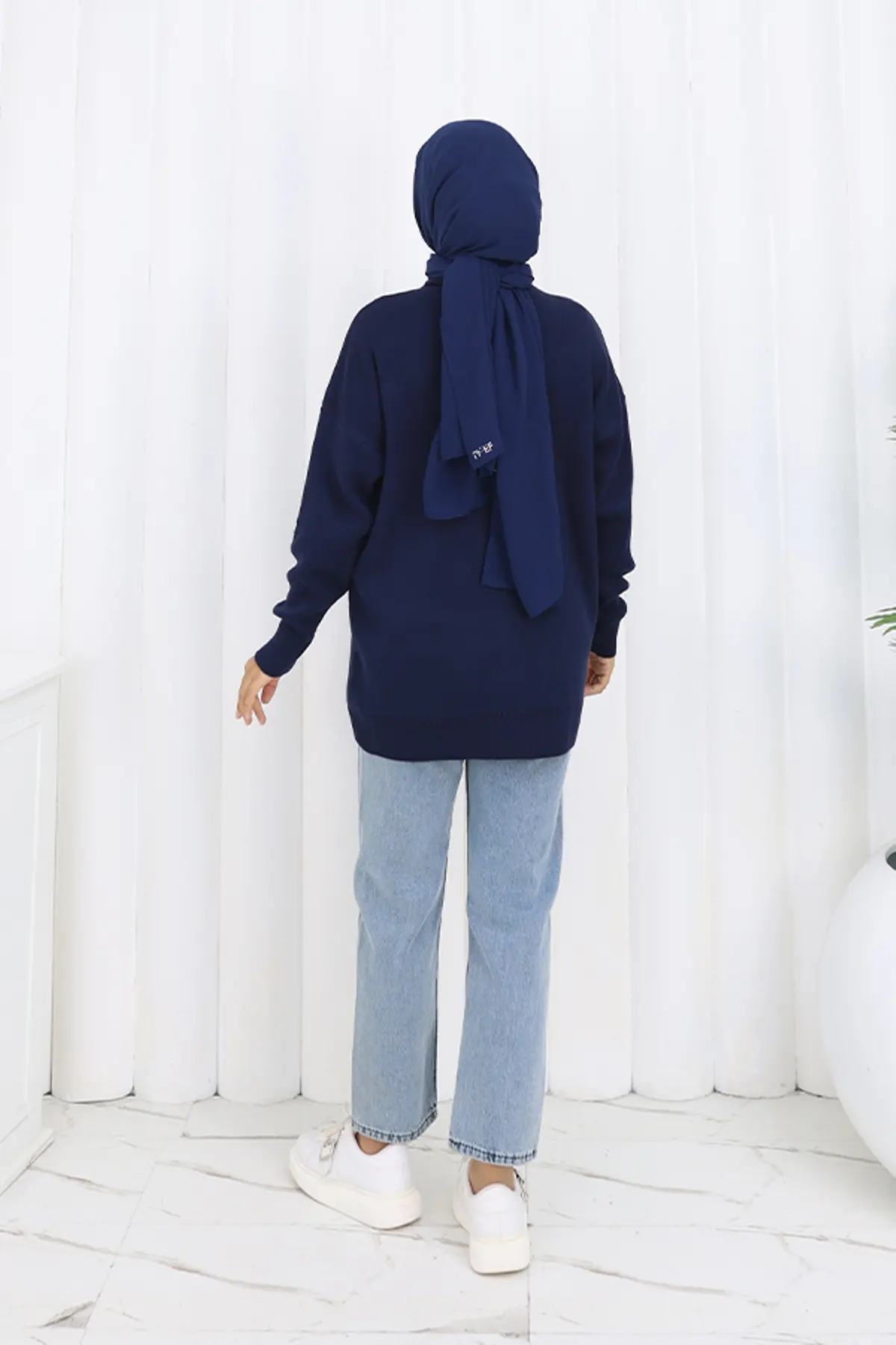 Kalp Nakışlı Triko Kazak N3254 Lacivert-detail