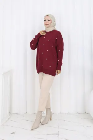 Heart Embroidered Knitwear Sweater