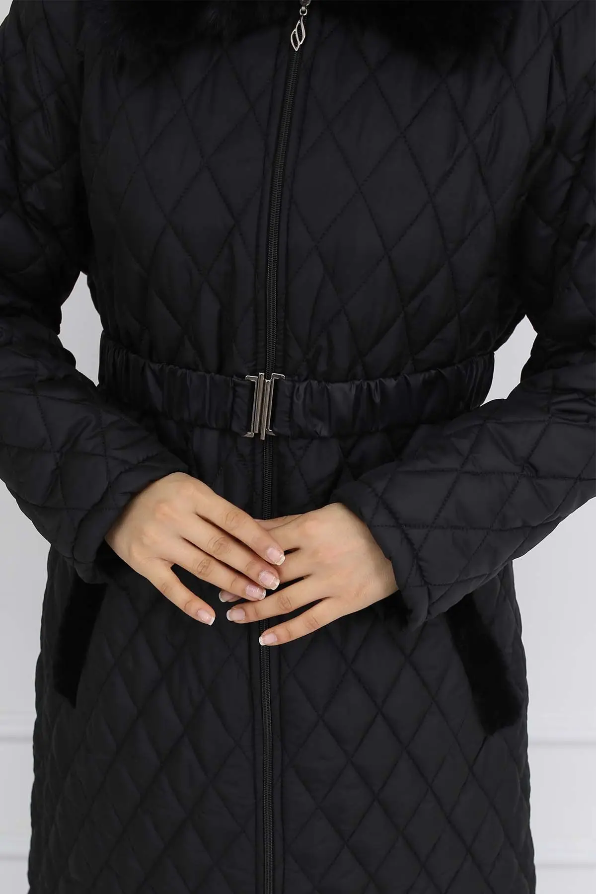 Quilted Puffer Jacket Black-detail