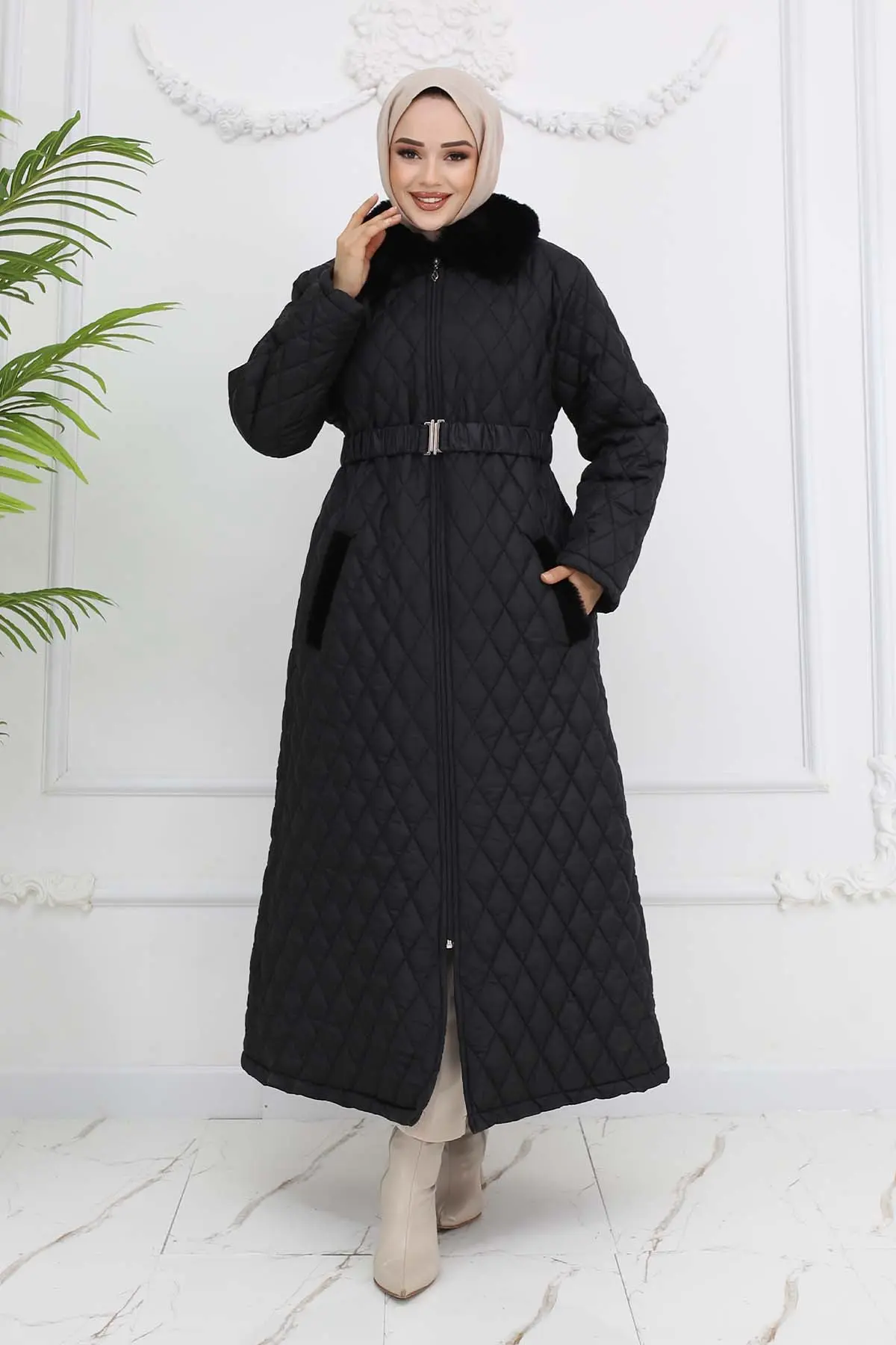 Quilted Puffer Jacket Black-detail