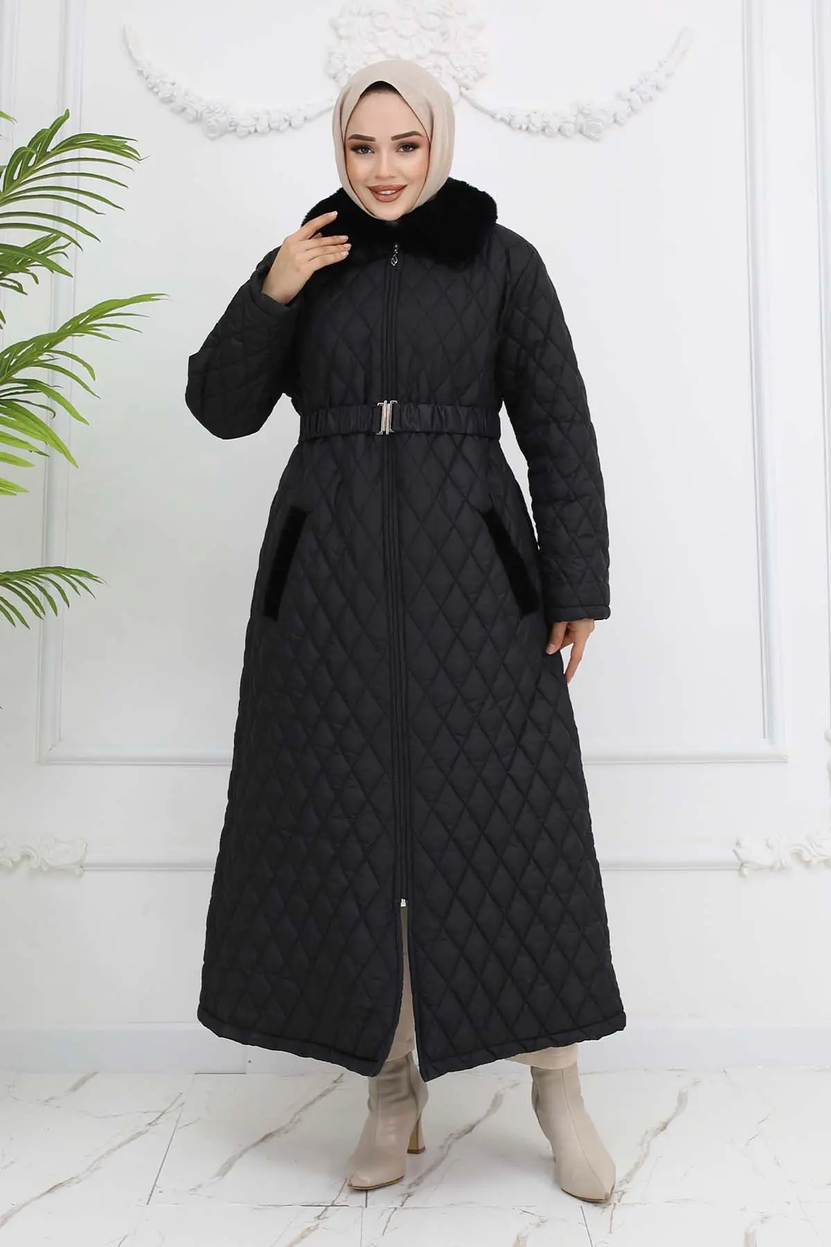 Quilted Puffer Jacket Black-detail