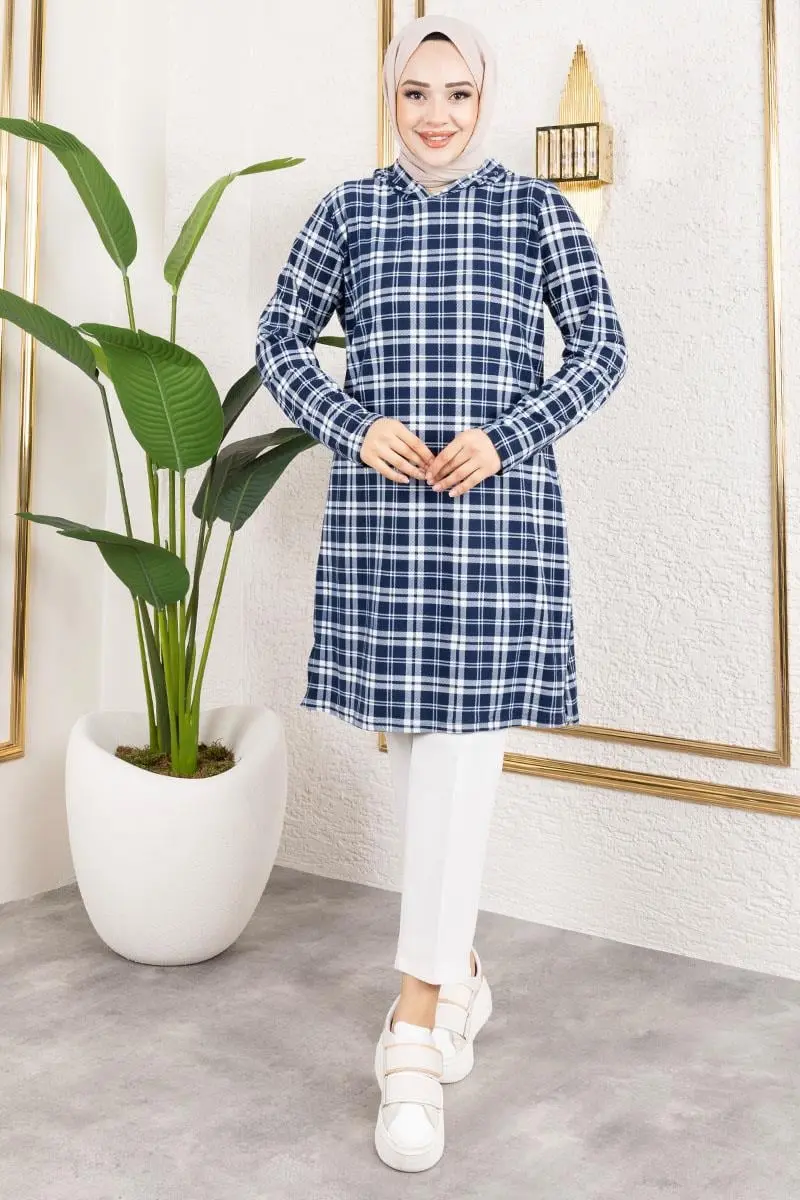 Kapşonlu Kışlık Spor Tunik Lacivert-detail