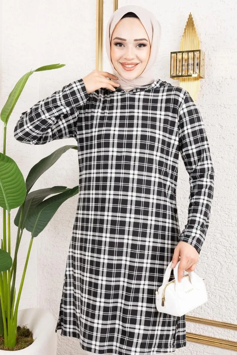 Kapşonlu Kışlık Spor Tunik Siyah-detail