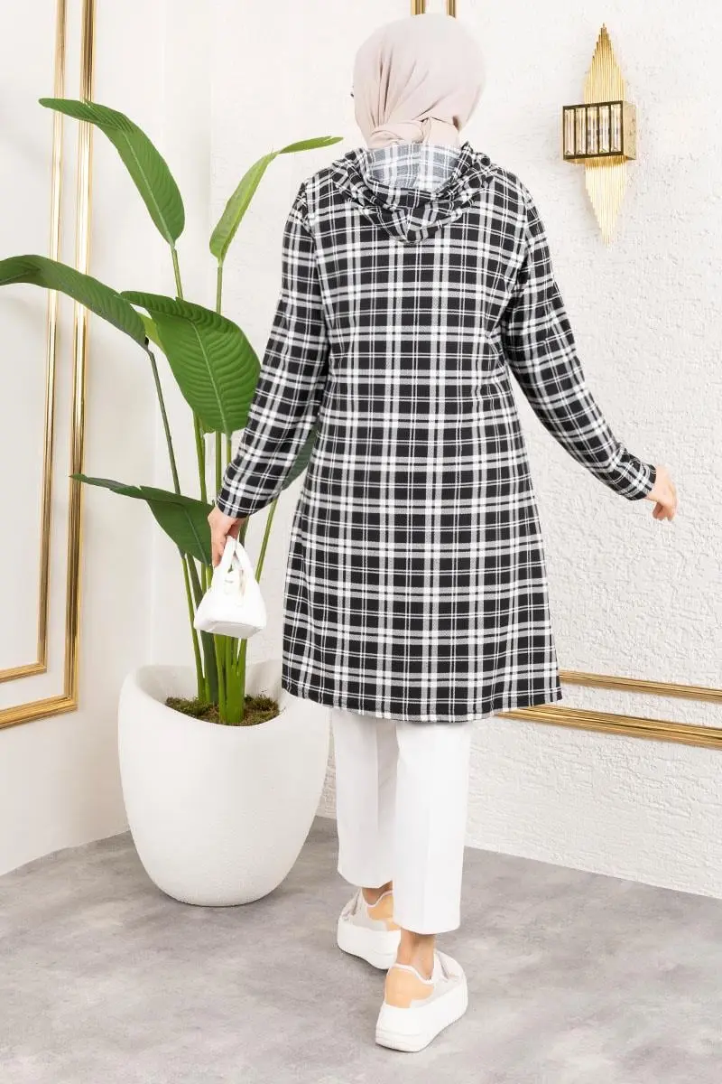 Kapşonlu Kışlık Spor Tunik Siyah-detail