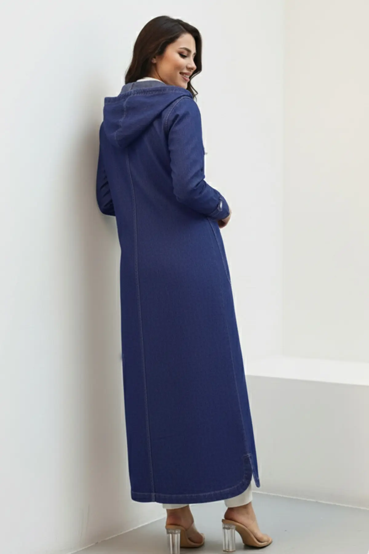 Kapüşonlu Düğmeli Spor Kot Kap-detail