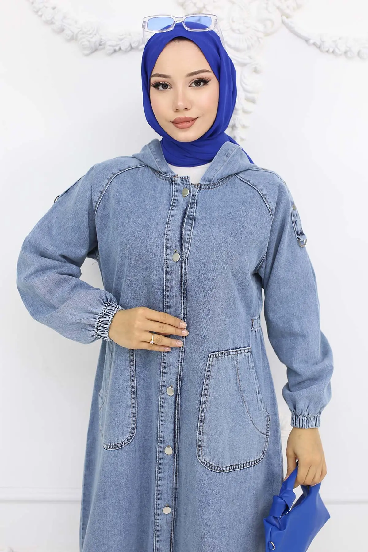 Kapüşonlu Kot Kap Mavi 1352-detail