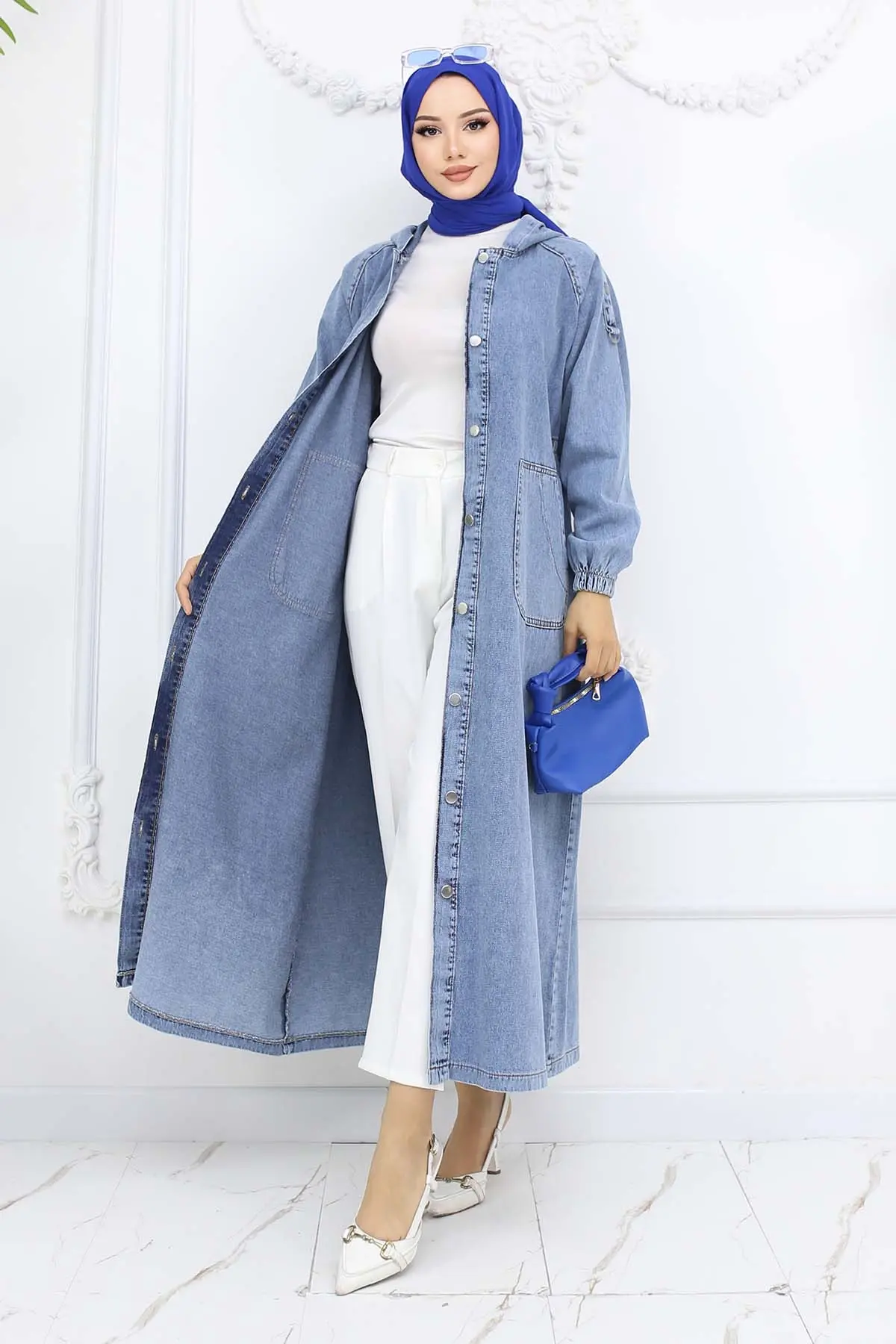 Kapüşonlu Kot Kap Mavi 1352-detail