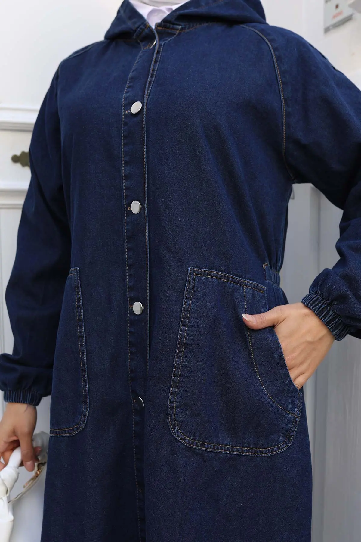 Kapüşonlu Kot Kap-detail