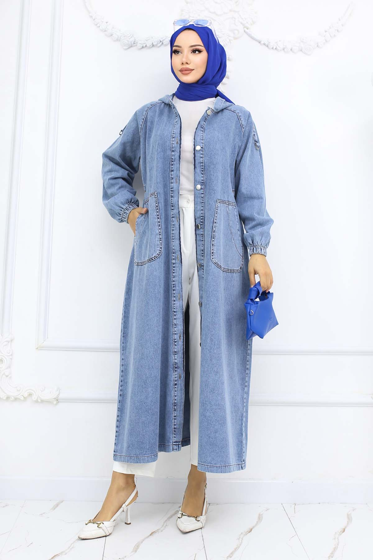 Kapüşonlu Kot Kap Mavi 1352