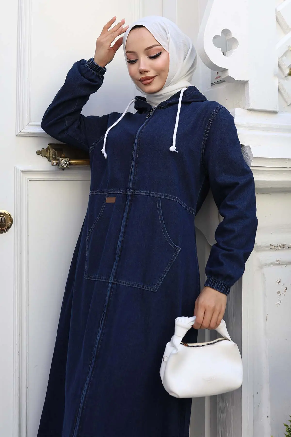 Kapüşonlu Kot Kap-detail