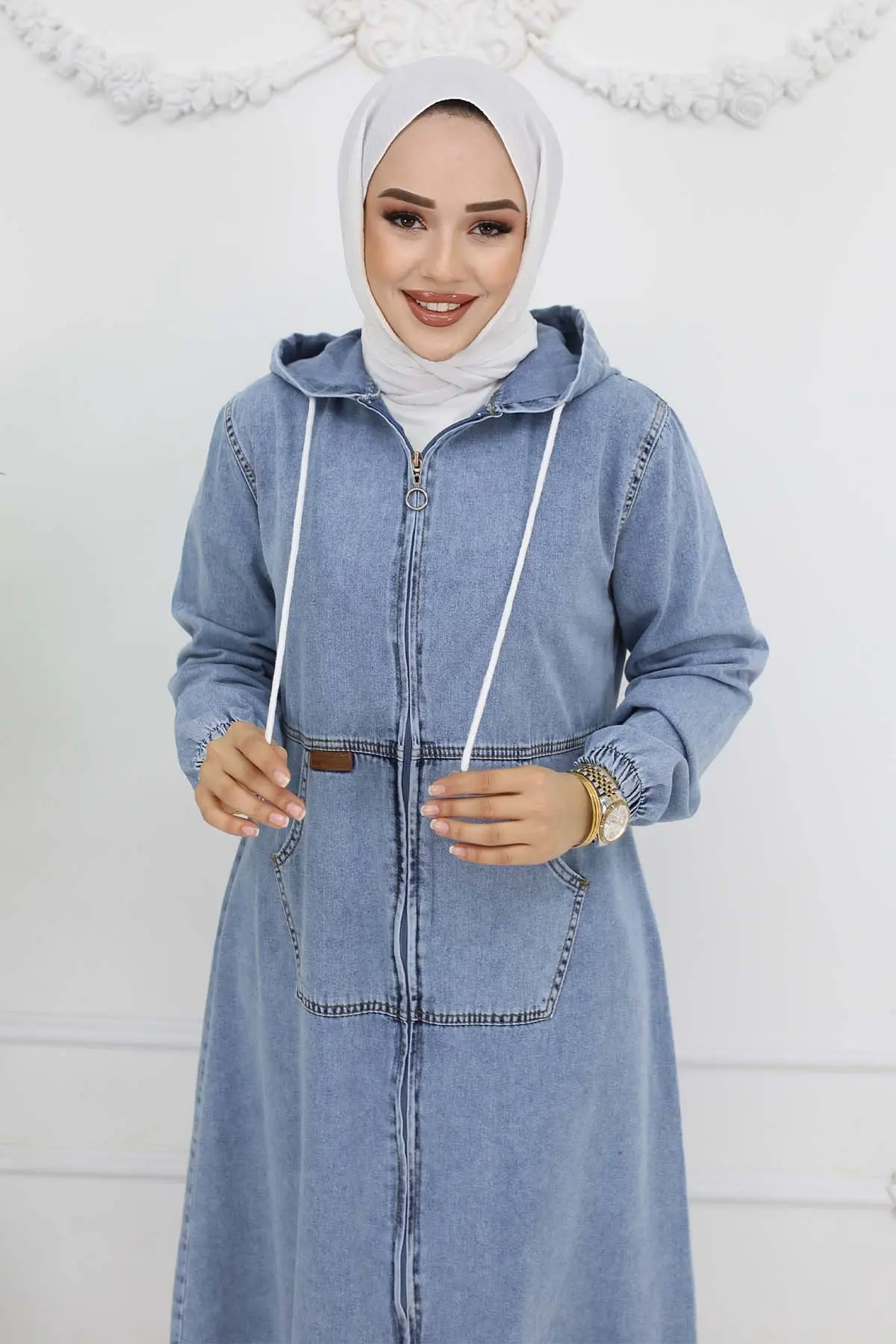 Kapüşonlu Kot Kap-detail