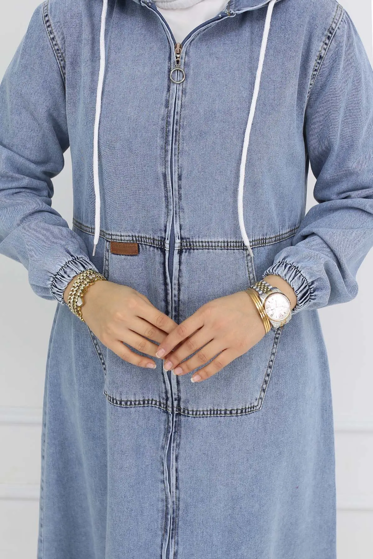 Kapüşonlu Kot Kap-detail