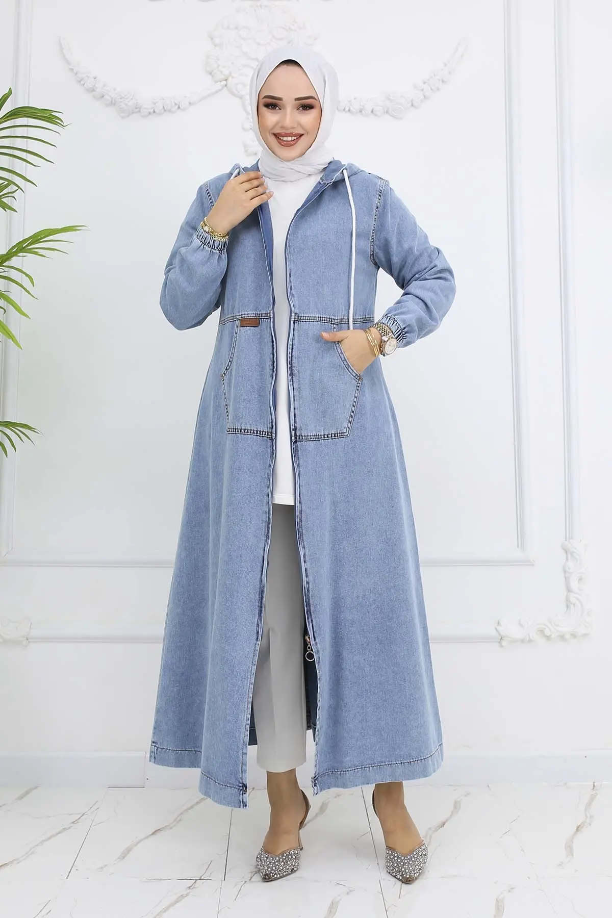 Kapüşonlu Kot Kap-detail