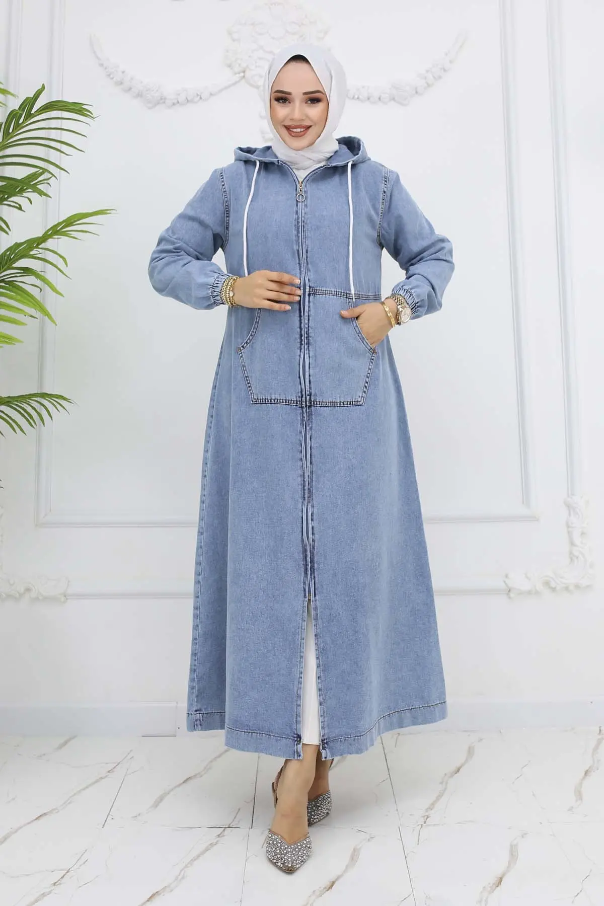 Kapüşonlu Kot Kap-detail