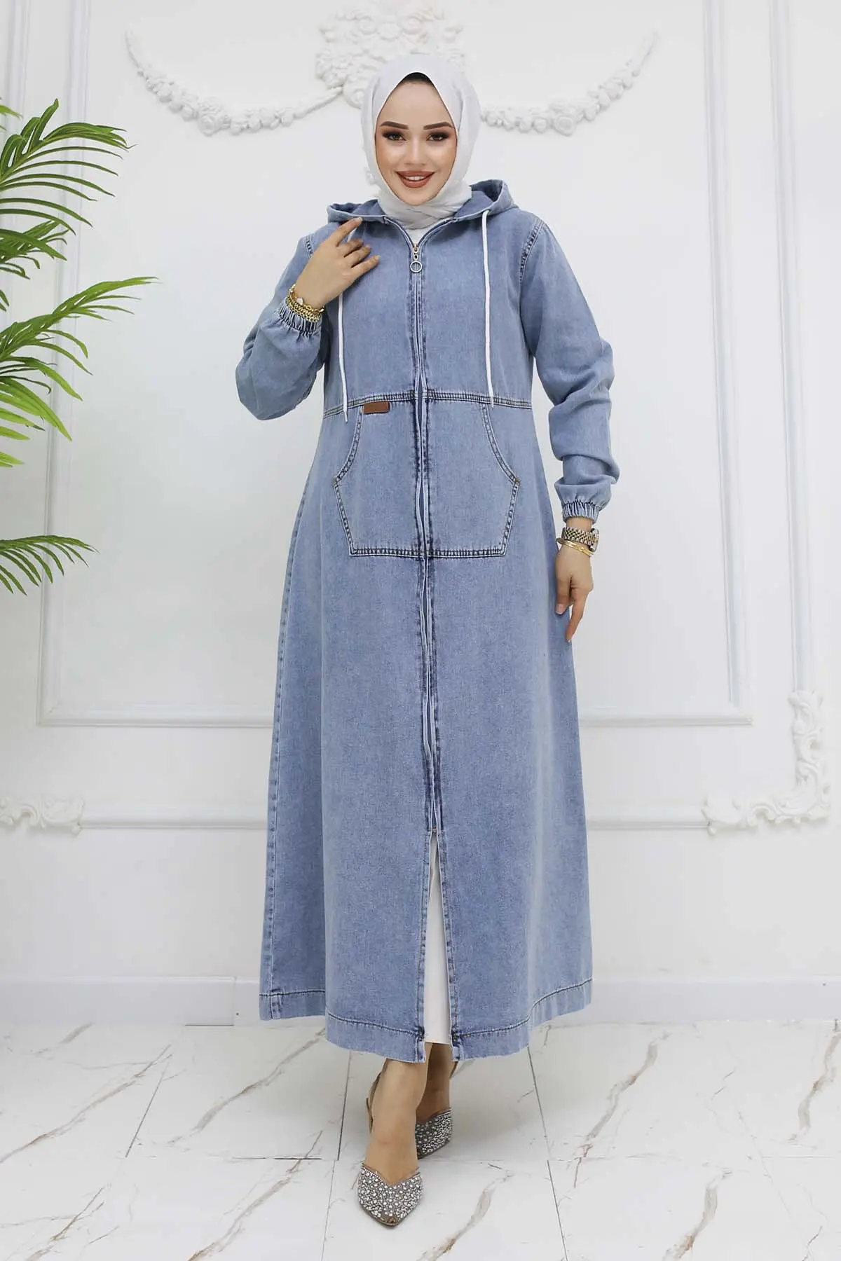 Kapüşonlu Kot Kap-detail