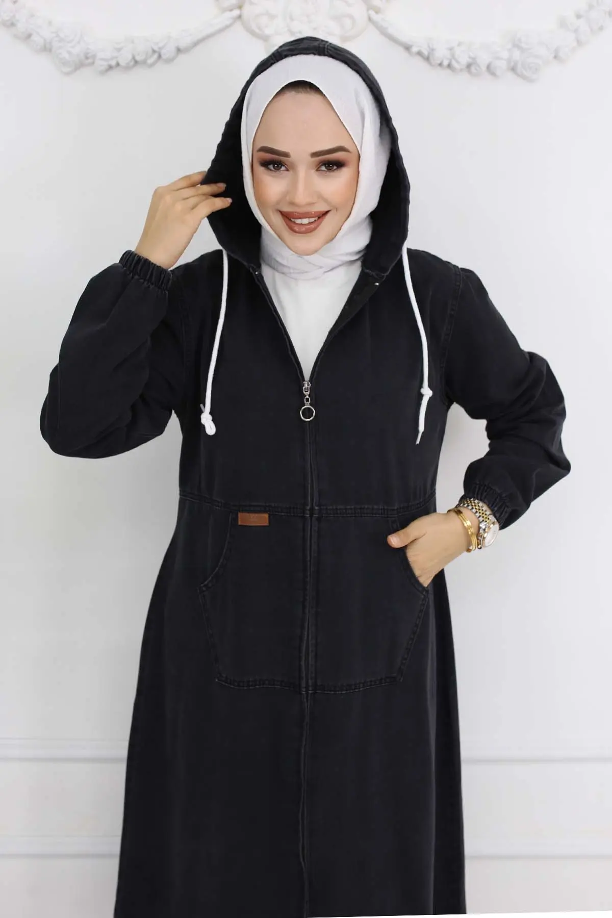 Kapüşonlu Kot Kap-detail