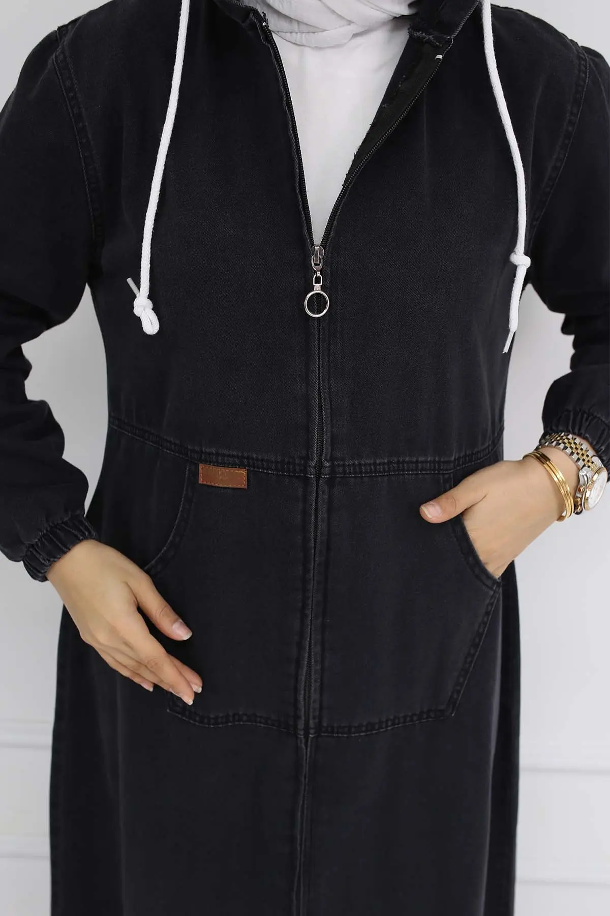 Kapüşonlu Kot Kap-detail