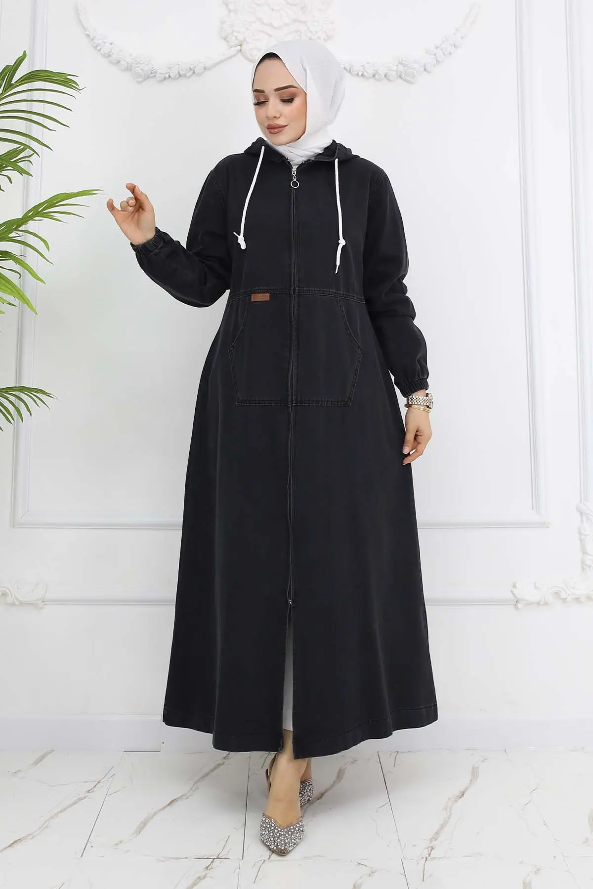 Kapüşonlu Kot Kap-detail