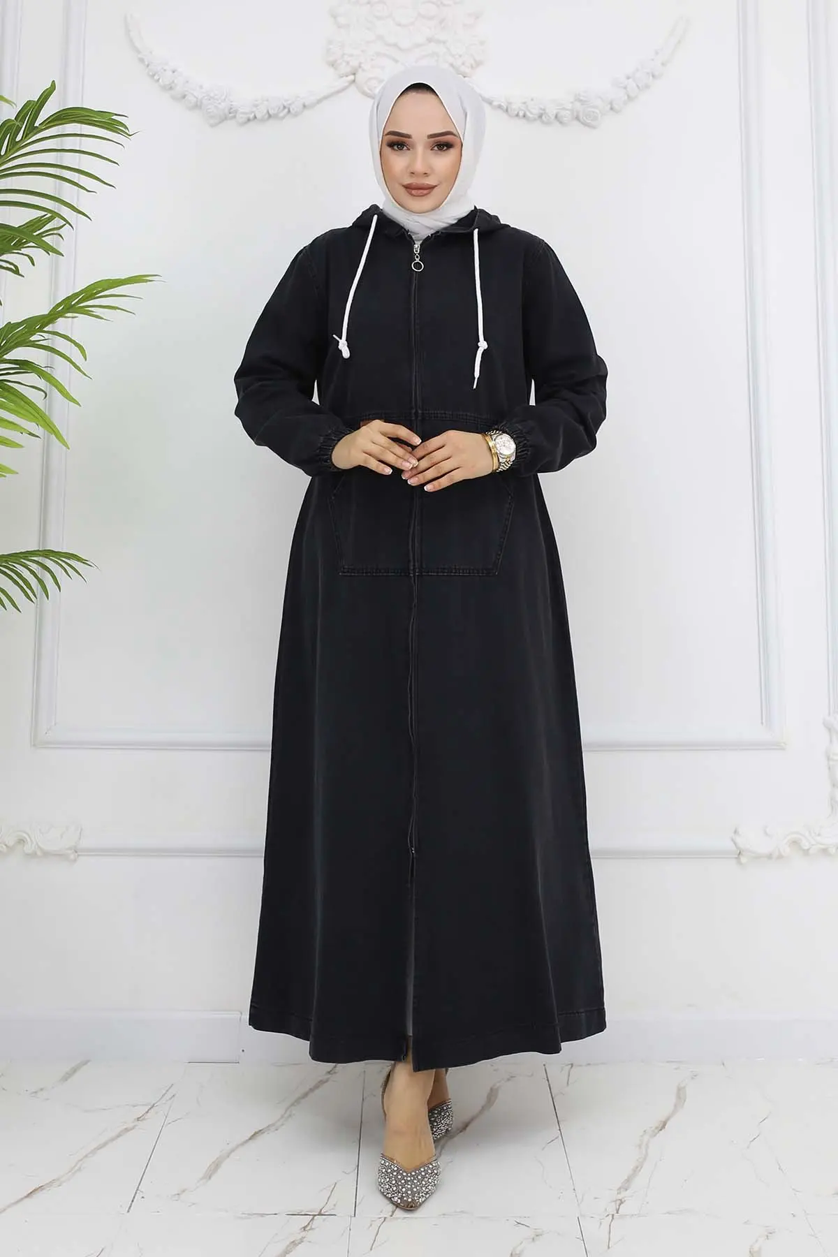 Kapüşonlu Kot Kap-detail