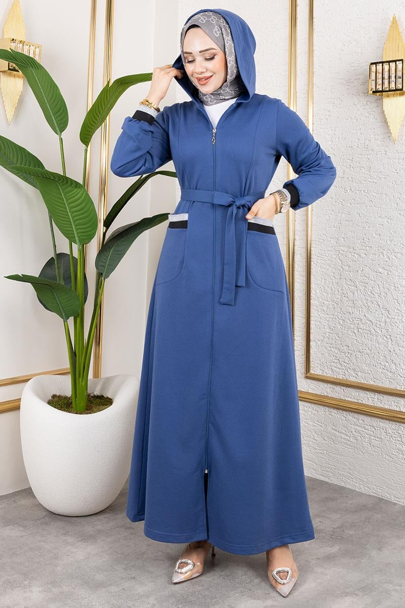 Hooded Ribbed Abaya