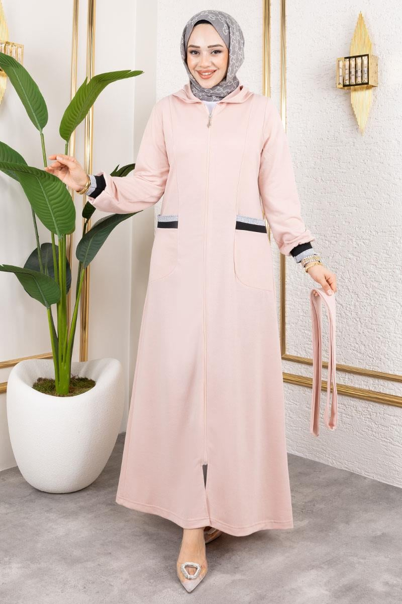 Hooded Ribbed Abaya