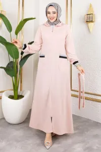 Hooded Ribbed Abaya