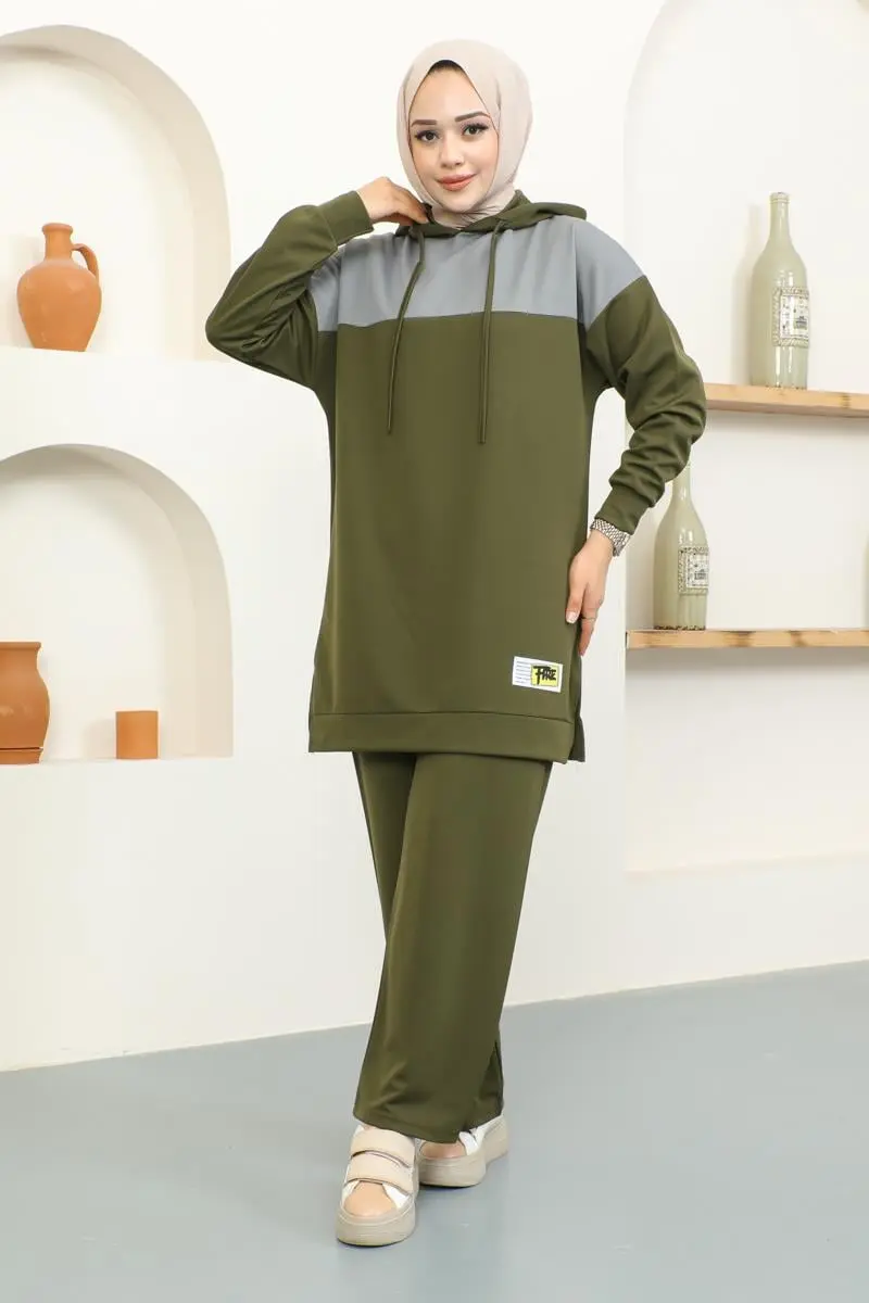 Kapüşonlu Spor Takım Haki-detail