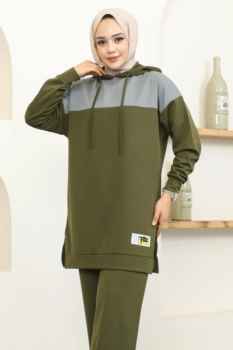 Kapüşonlu Spor Takım Haki-detail