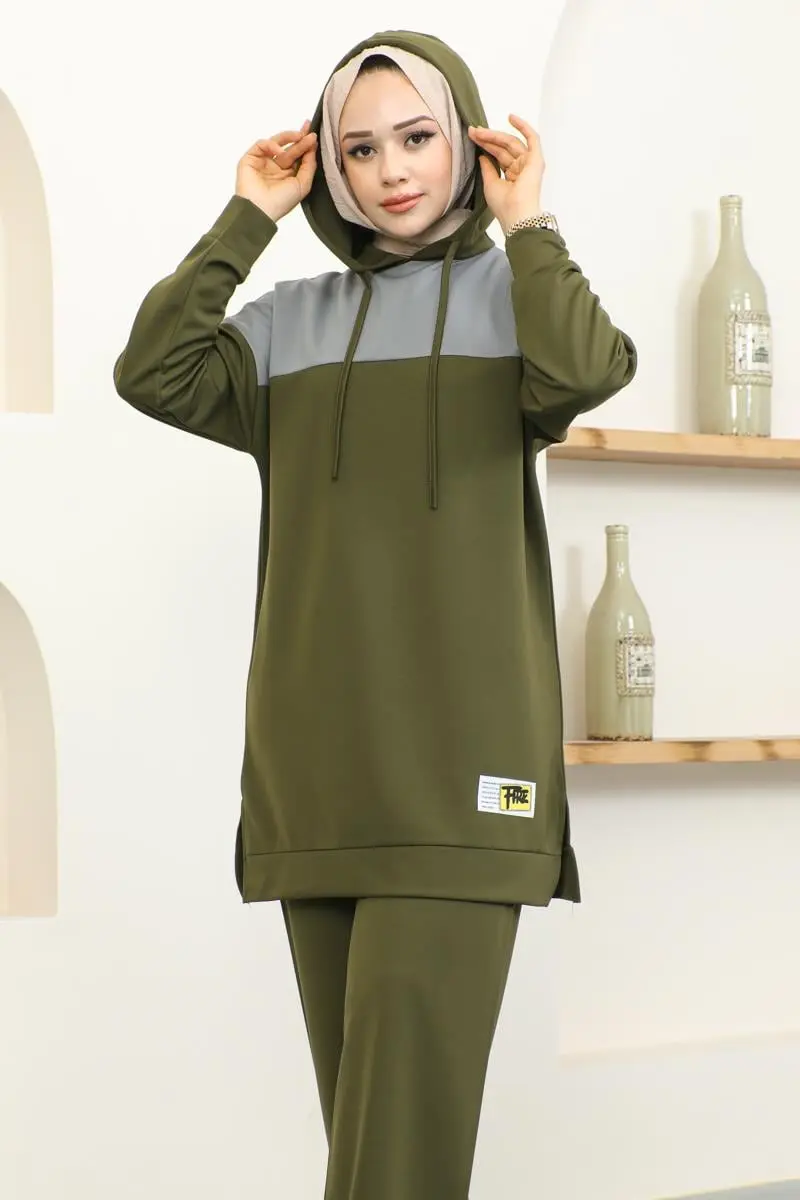 Kapüşonlu Spor Takım Haki-detail