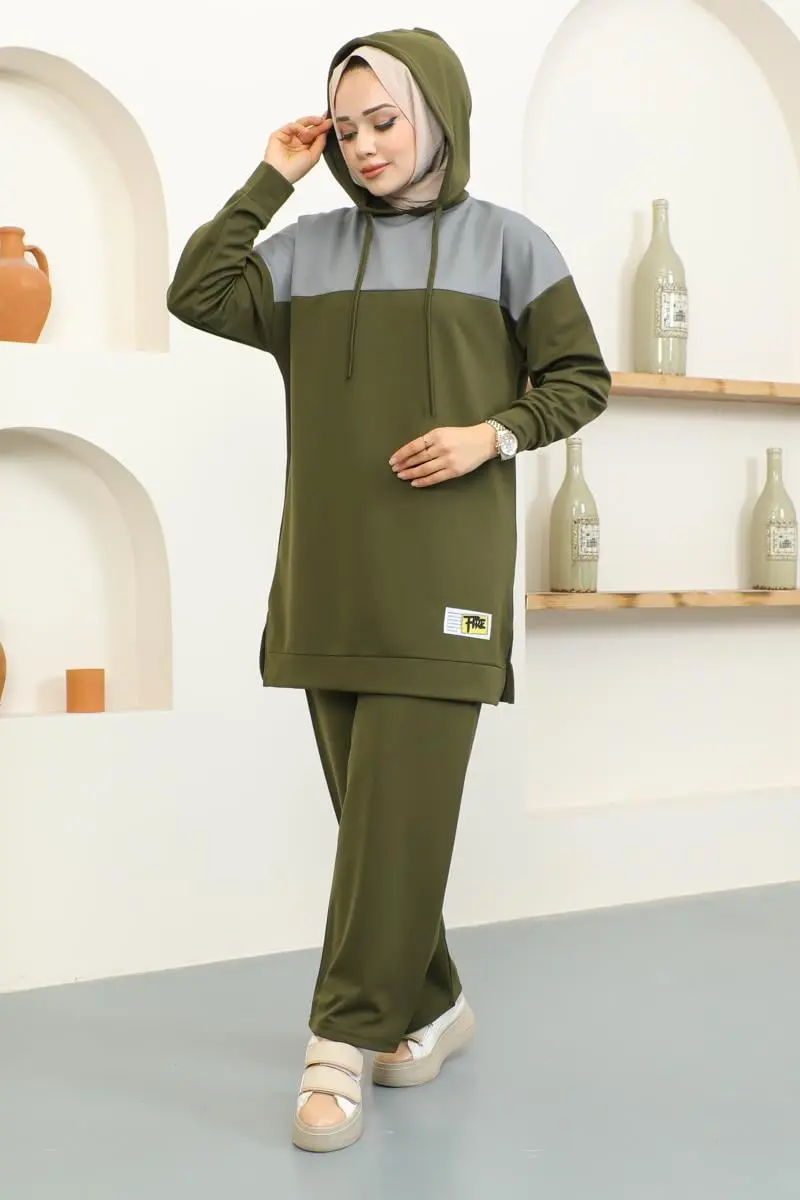 Kapüşonlu Spor Takım Haki-detail