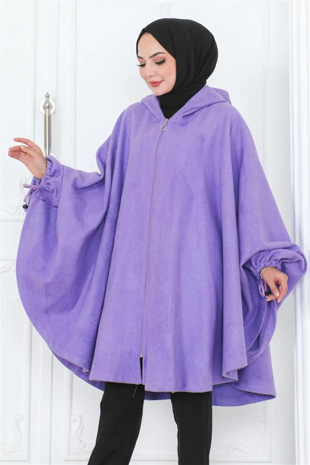 Kapüşonlu Tesettür Panço-detail