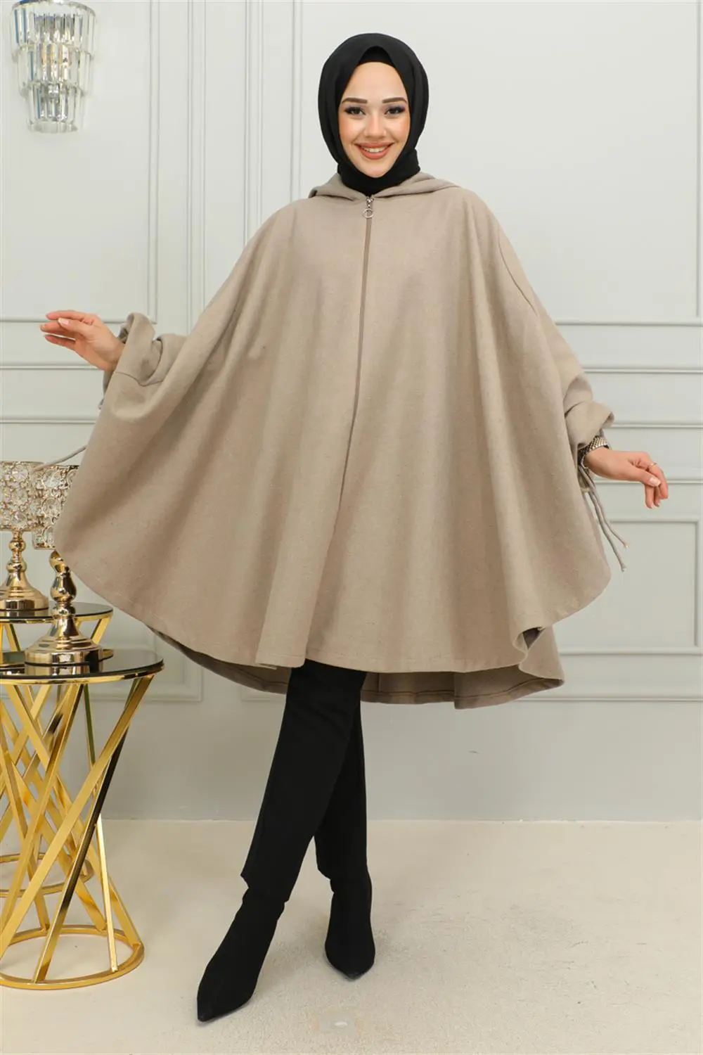 Kapüşonlu Tesettür Panço-detail