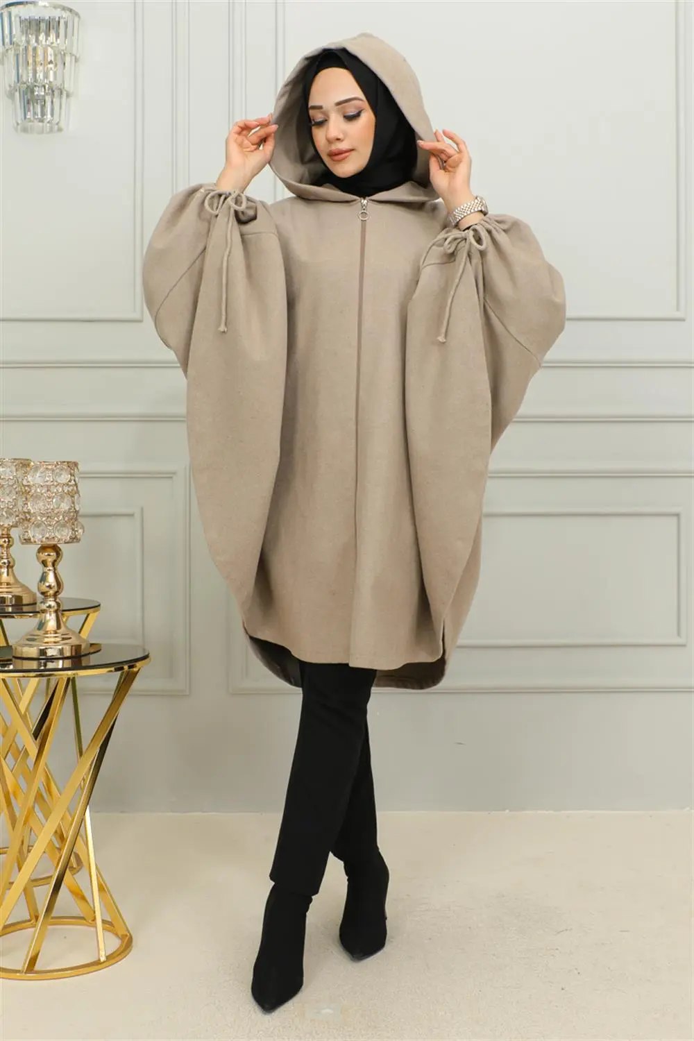 Kapüşonlu Tesettür Panço-detail