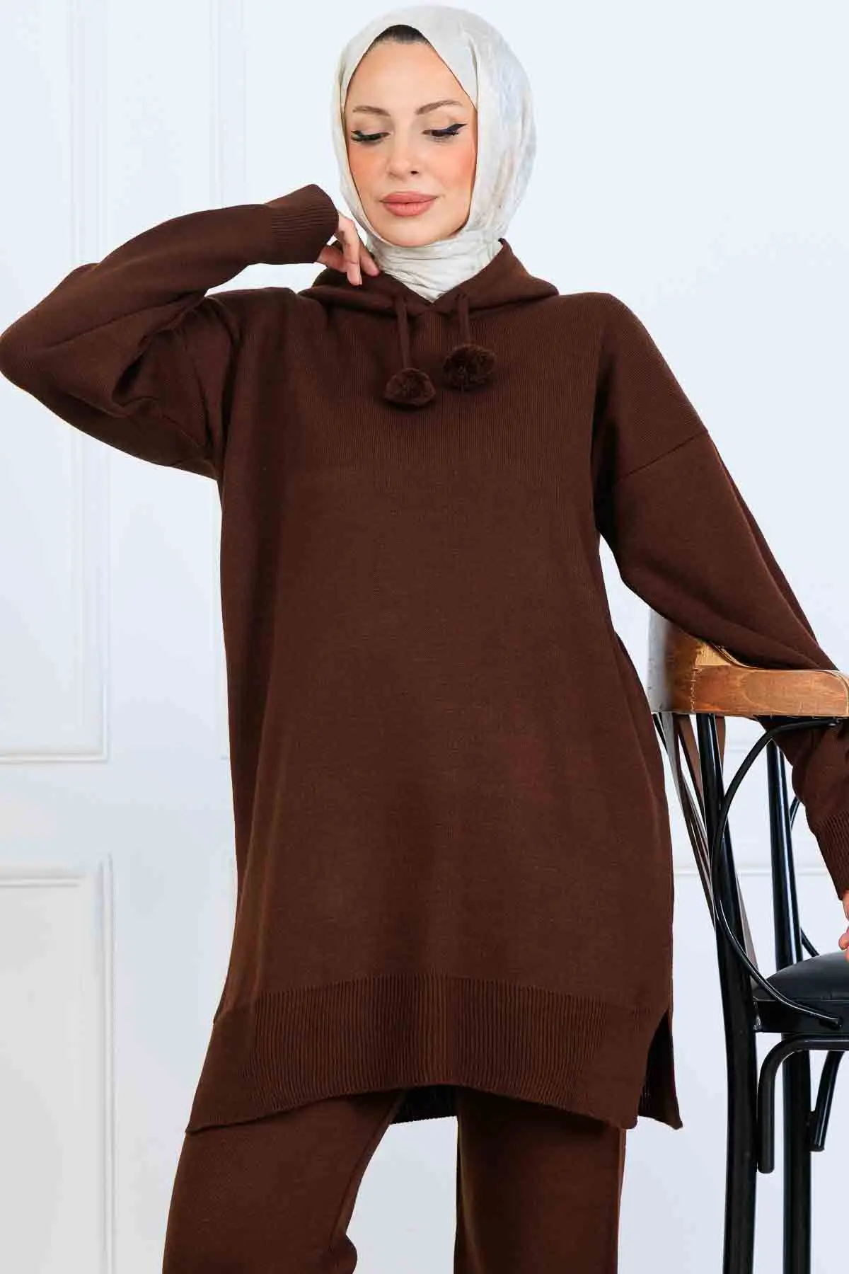 Kapüşonlu Triko Takım-detail