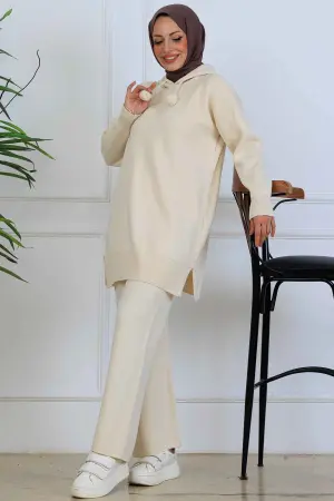 Kapüşonlu Triko Takım