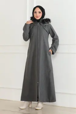 Kapüşonu Kürklü Kaşe Kaban