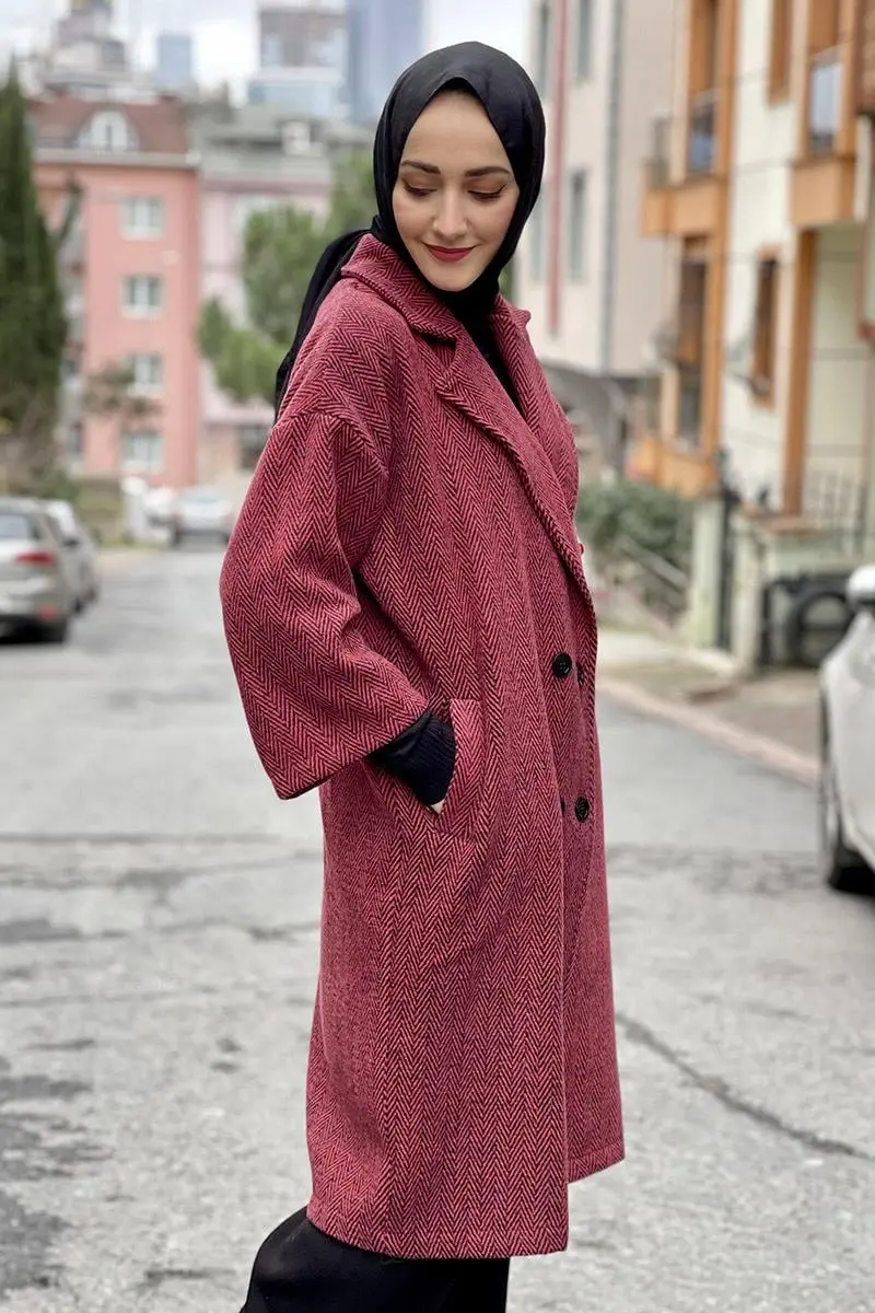 Kaşe Ceket Bordo-detail