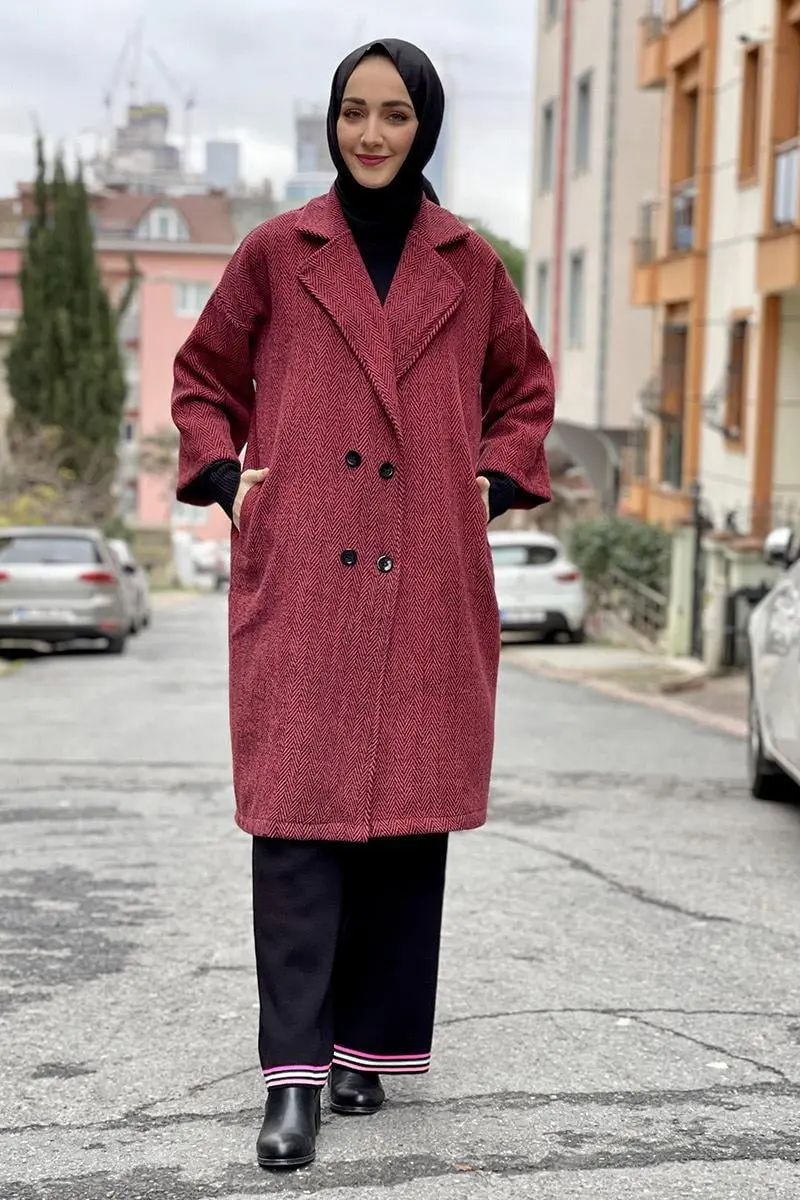 Kaşe Ceket Bordo-detail