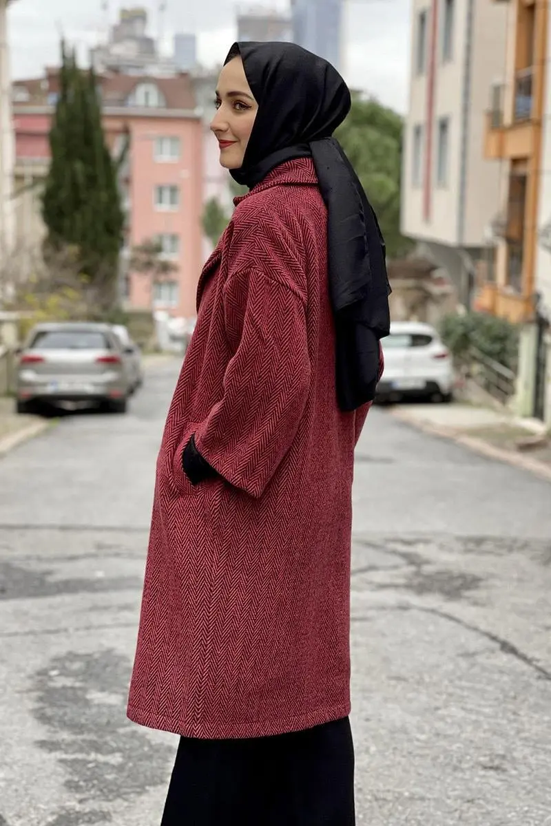 Kaşe Ceket Bordo-detail