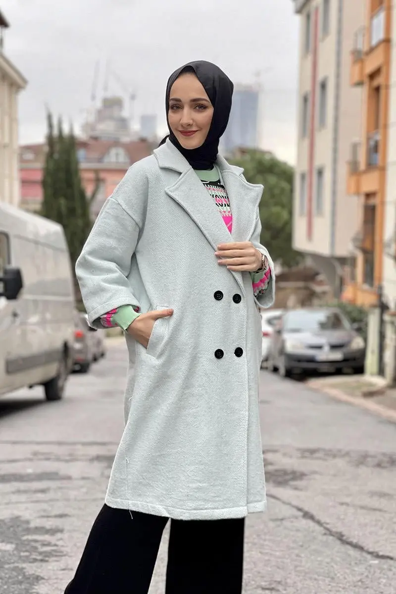 Kaşe Ceket Mint-detail