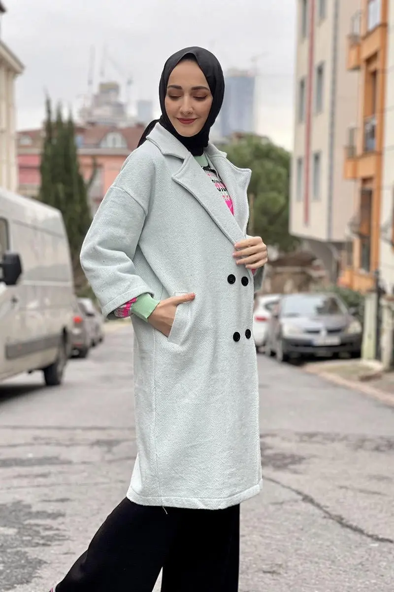 Kaşe Ceket Mint-detail