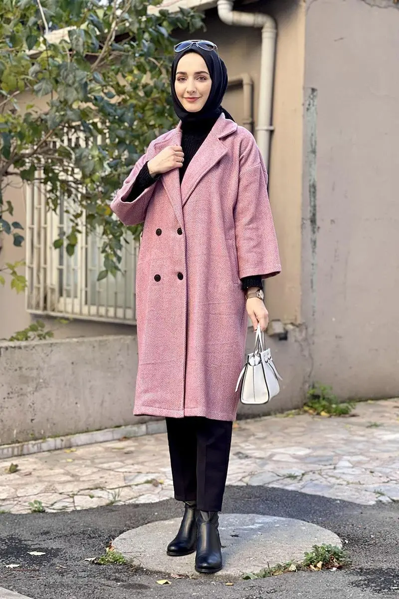 Kaşe Ceket Pudra-detail