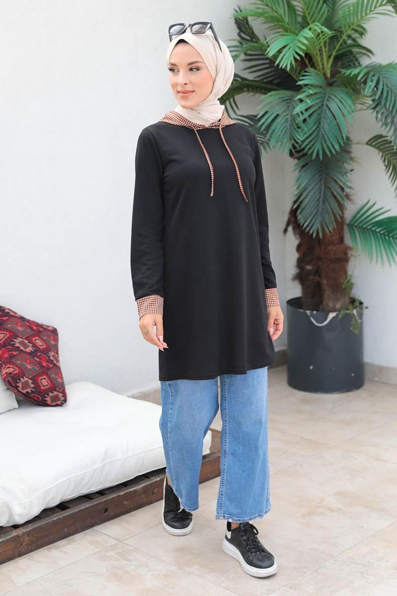 Houndstooth Patterned Hijab Cap