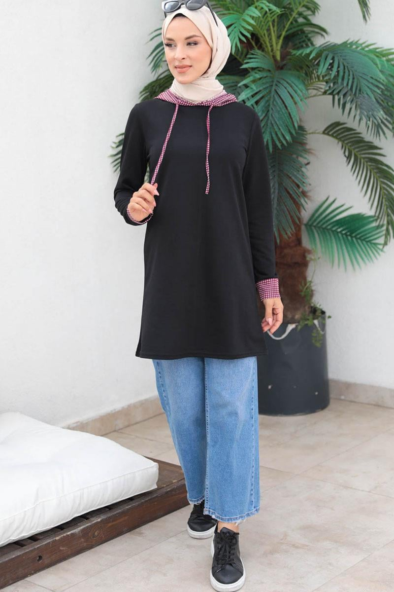 Houndstooth Patterned Hijab Cap