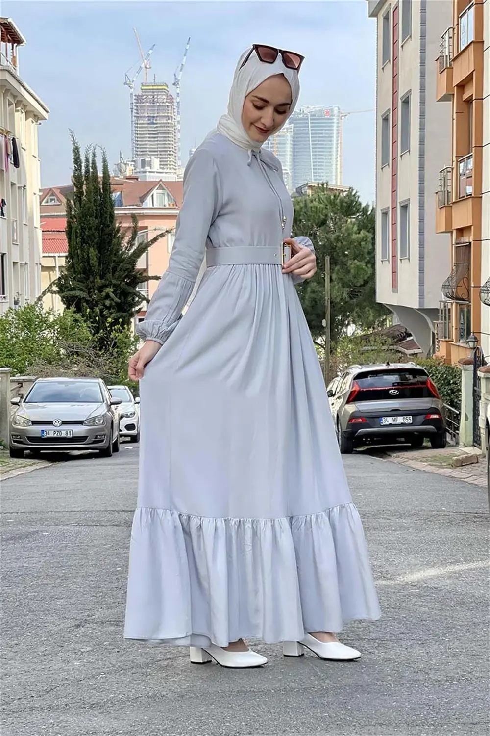 Kemer Detaylı Tesettür Elbise-detail