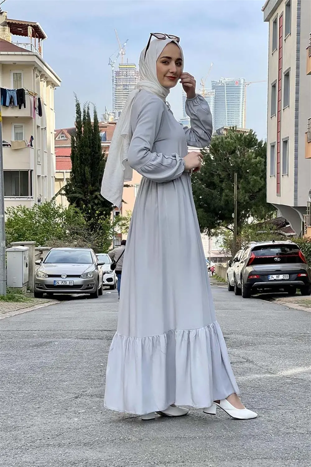 Kemer Detaylı Tesettür Elbise-detail