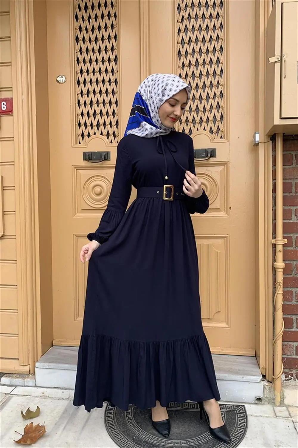 Kemer Detaylı Tesettür Elbise-detail