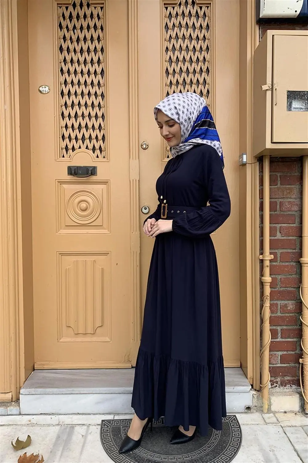 Kemer Detaylı Tesettür Elbise-detail