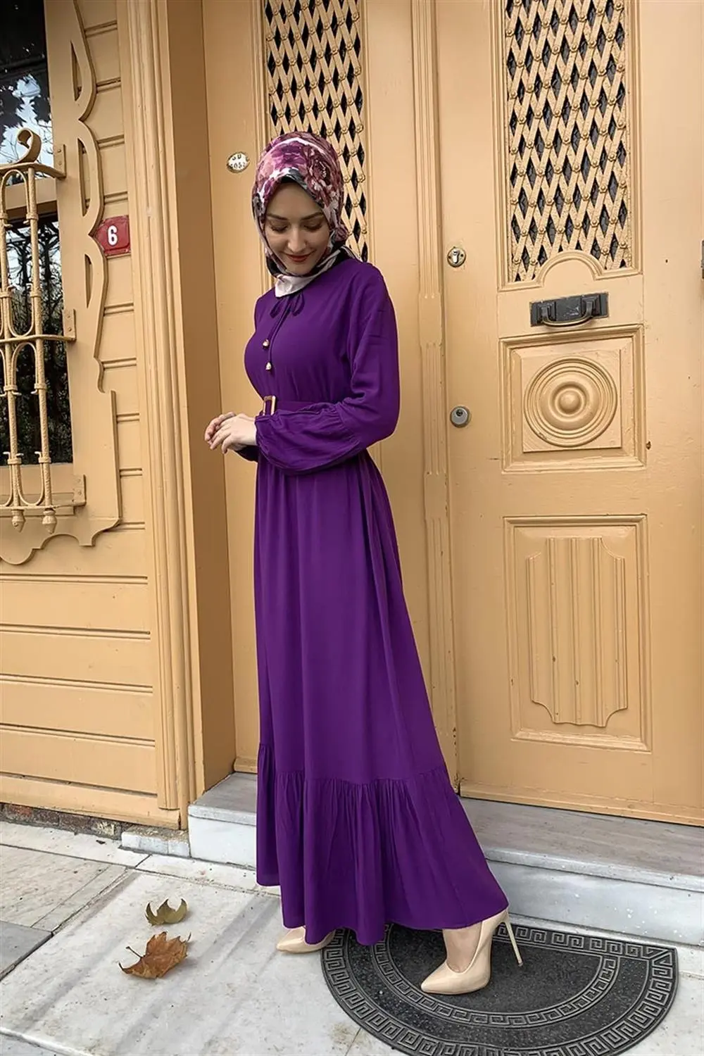 Kemer Detaylı Tesettür Elbise-detail