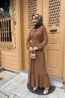 Kemer Detaylı Tesettür Elbise